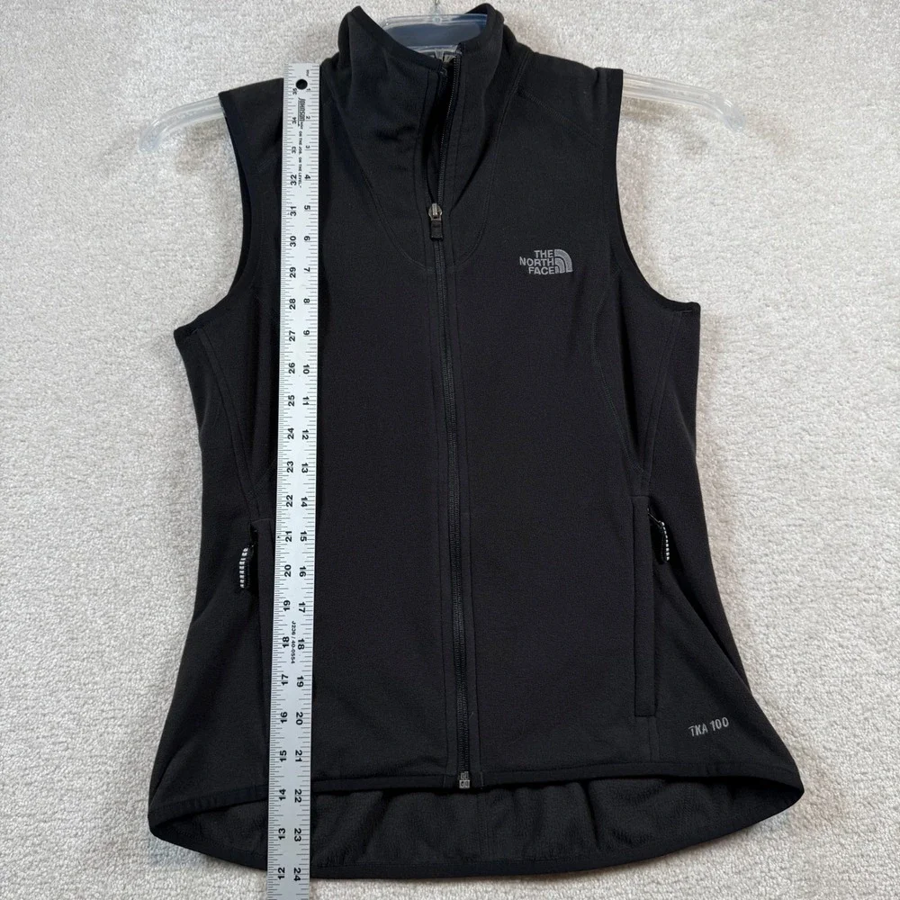 The North Face TKA 100 Fleece Vest Women Small Black Full‎ Zip Mock Neck Outdoor